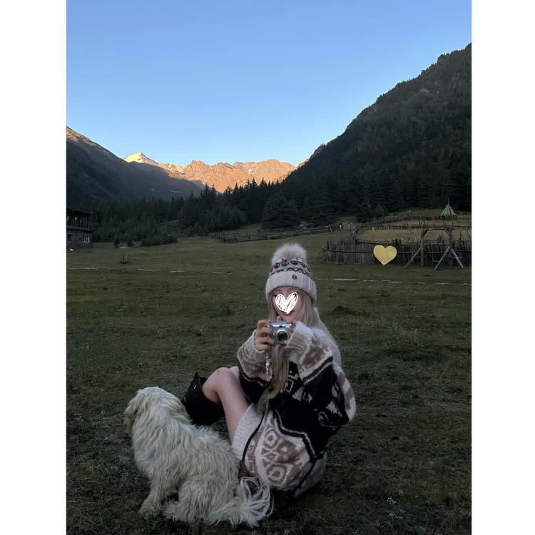 甜美气质慵懒感费尔岛针织开衫毛衣女秋季新款宽松显瘦上衣D862