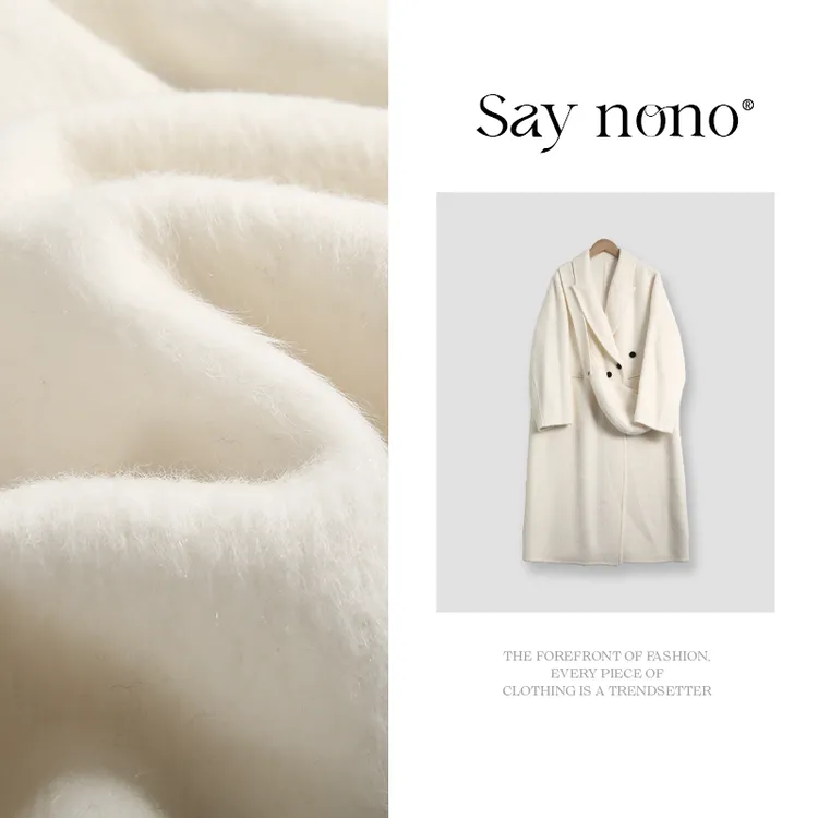 懒猫nono│Saynono 长毛苏力羊驼双面尼长款大衣外套/XXLSAA98020