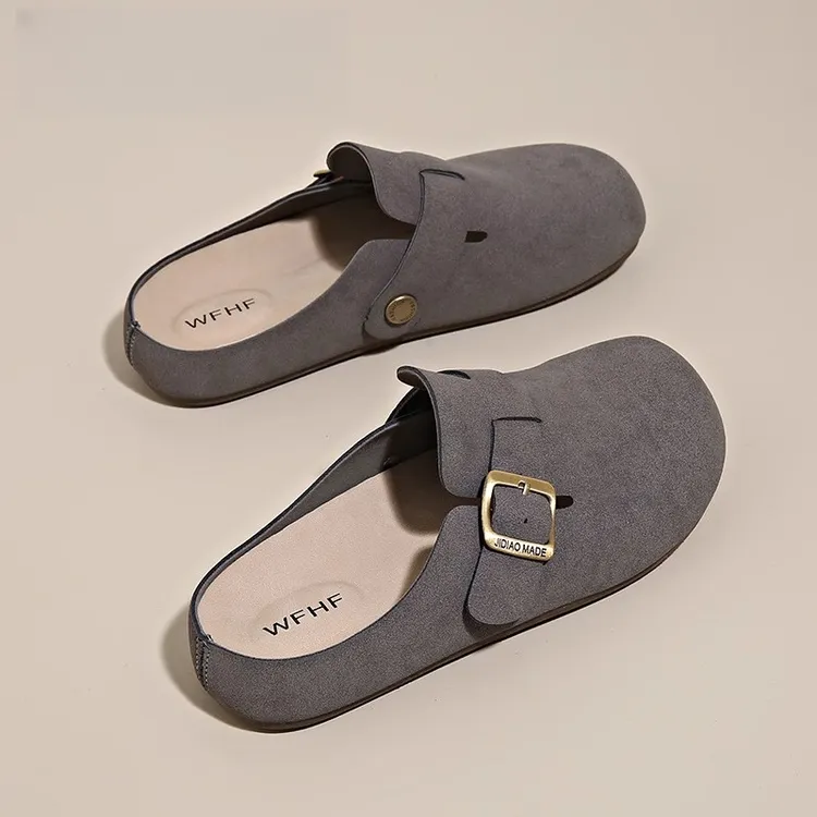 卓诗尼【断码清仓】勃肯鞋女2025新款外穿博肯包头半拖鞋一脚蹬单鞋