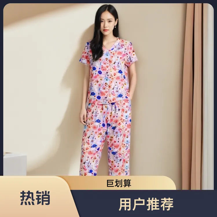 繁华锦夏季新款短袖绵绸中老年女装洋气时尚大码妈妈套装气质