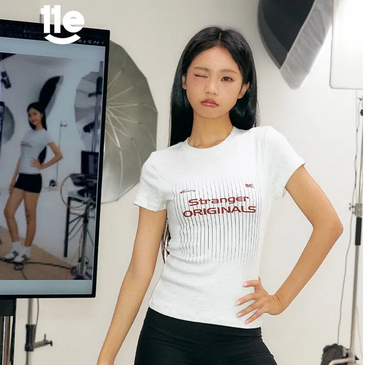 11E 新疆棉冰感棉感高弹球服字母印花设计显瘦修身正肩百搭T恤