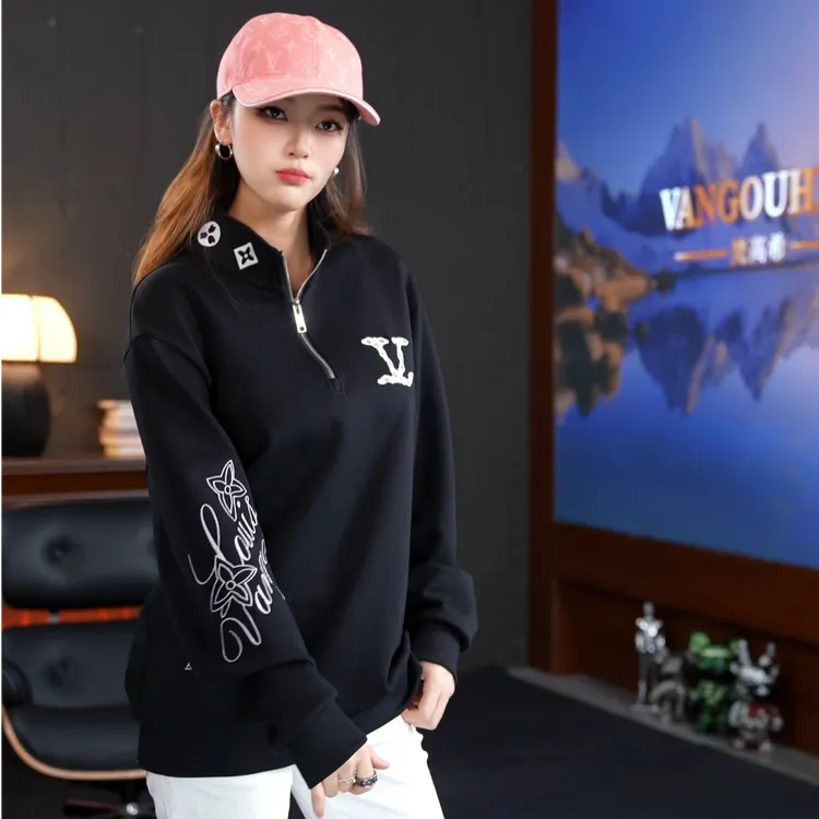 VANGOUHILL/梵高希L驴家同款刺绣立领时尚秋冬卫衣