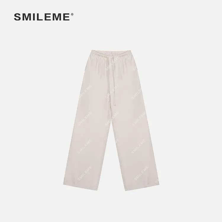 SMILEME【洛神赋褶】夏款重工极简’100%醋酸‘褶皱高级感气质阔腿裤