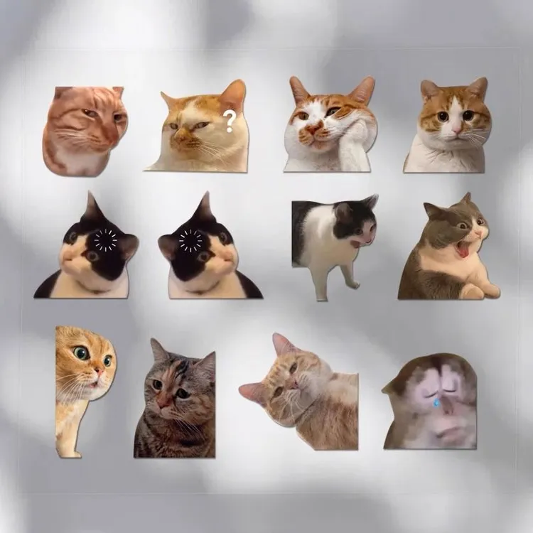 【咕噜】可爱搞笑迷因MEME猫猫咪惊讶表情猴子宠物车贴多用防水贴纸