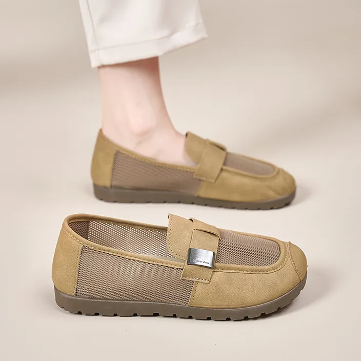 网鞋女透气网面夏季薄款软底妈妈鞋一脚蹬玛丽珍鞋飞织百搭休闲鞋