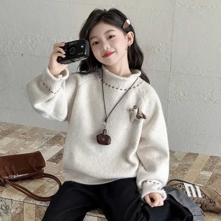 女童毛衣秋冬装2025新款儿童装洋气中大童冬季女孩针织打底衫上衣