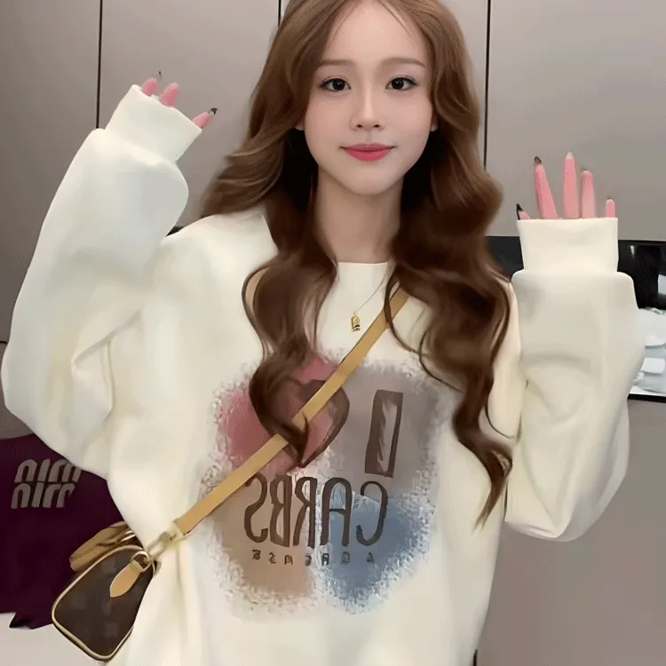 秋冬纯棉卫衣女款加绒加厚爆款韩版时尚洋气宽松慵懒风春季上衣女