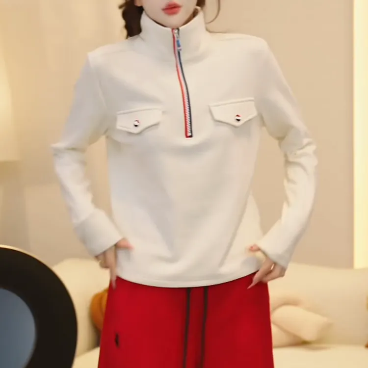 【云感】2025秋冬新款韩系高级感高开领卫衣打底衫女LK2508445