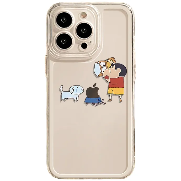 可爱小新小白动画苹果14壳15promax软壳透明16pro/13/12全包防摔