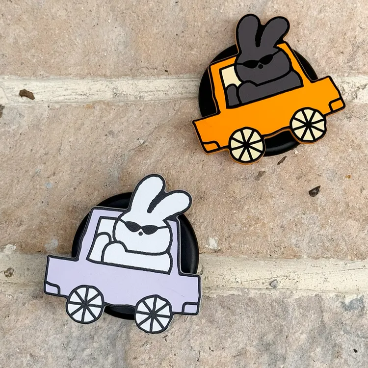 miao a｜可爱墨镜兔子小汽车插画手机支架