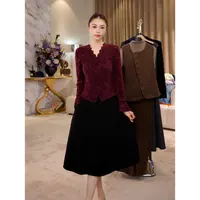 G9266高级感时尚优雅百搭秋季假两件连衣裙2025新款减龄长袖裙子