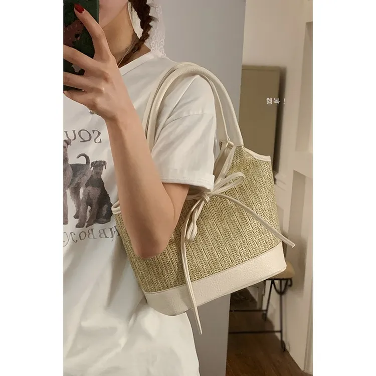 夏天手提草编包包女款爆款2025新款时尚小众腋下包百搭上班通勤包