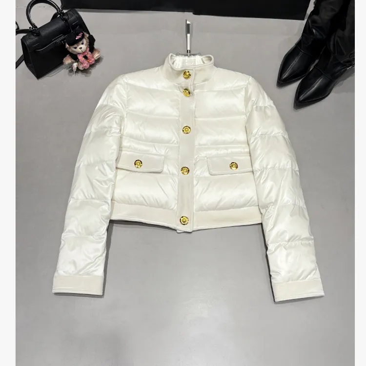 SR欧货冬款<拼丝绒边羽绒服>轻溥高级感白鸭绒外套