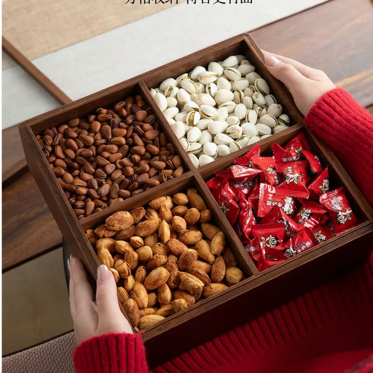 新款实木干果盒零食摆放实木坚果水果果盘客厅茶几家用盘盒糖包邮