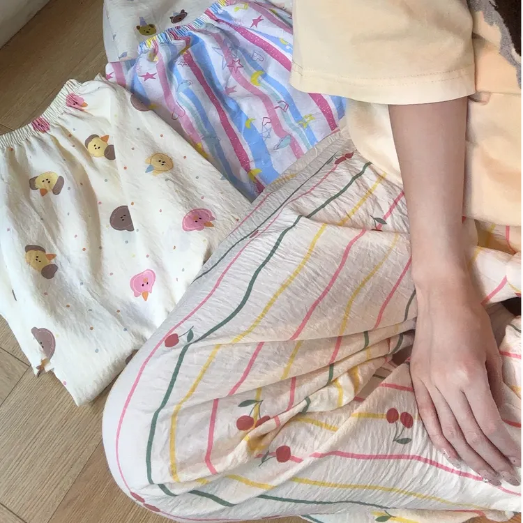 千朔可爱卡通睡裤学生透气舒适家居裤女秋夏薄款甜美可外穿休闲裤