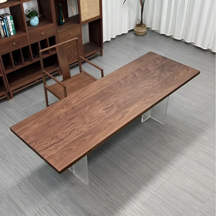 黑胡桃全方 229*81*4.5四拼实木大板桌定制原木整切可作餐桌书桌