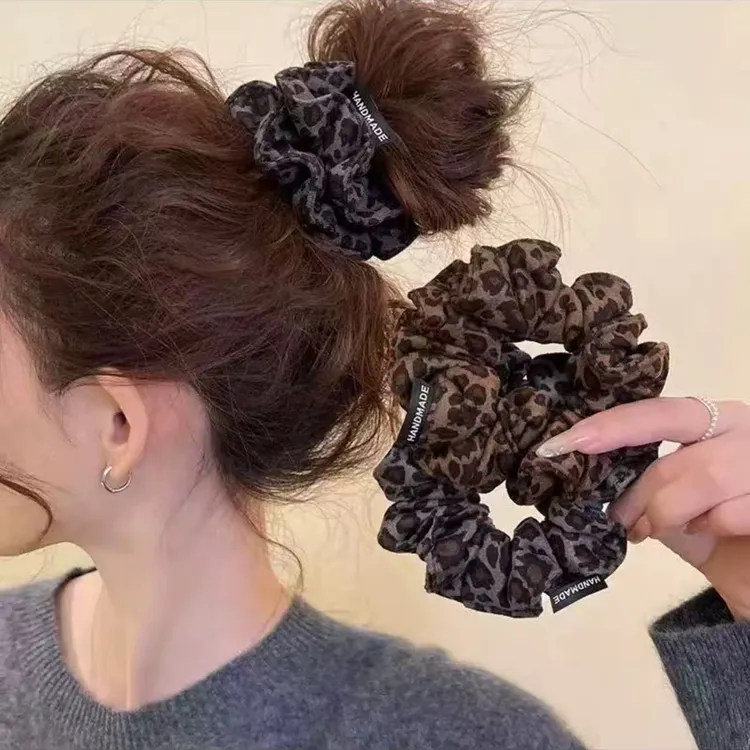 韩系豹纹小肠发圈新款中号扎发头绳商品图
