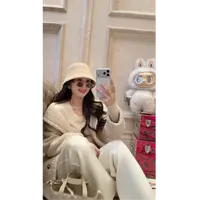 syna希娜『黑标系列』意大利进口绵羊毛+羊驼毛单排扣圈绒翻领外套