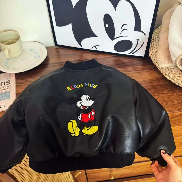 【身高+10】【MIKI】儿童冬季皮衣外套棒球服夹克儿童韩版童装加厚