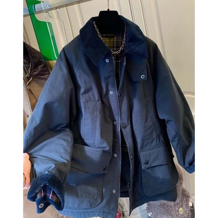 高级感巴恩风灯芯绒工装棉服棉衣宽松休闲夹棉风衣外套女2025冬装