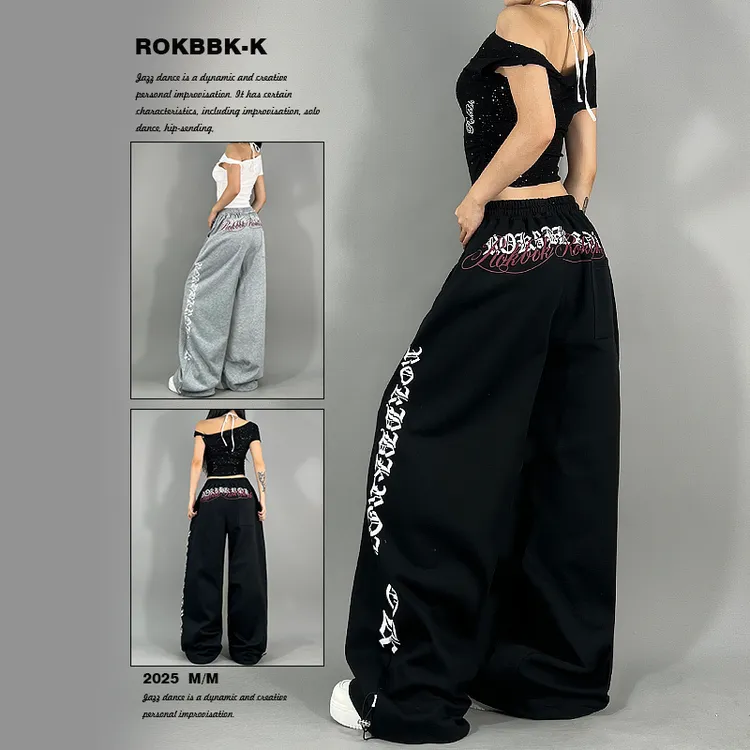 ROKBBK-K布韩韩街舞潮牌美式复古hiphop运动休闲裤女爵士舞