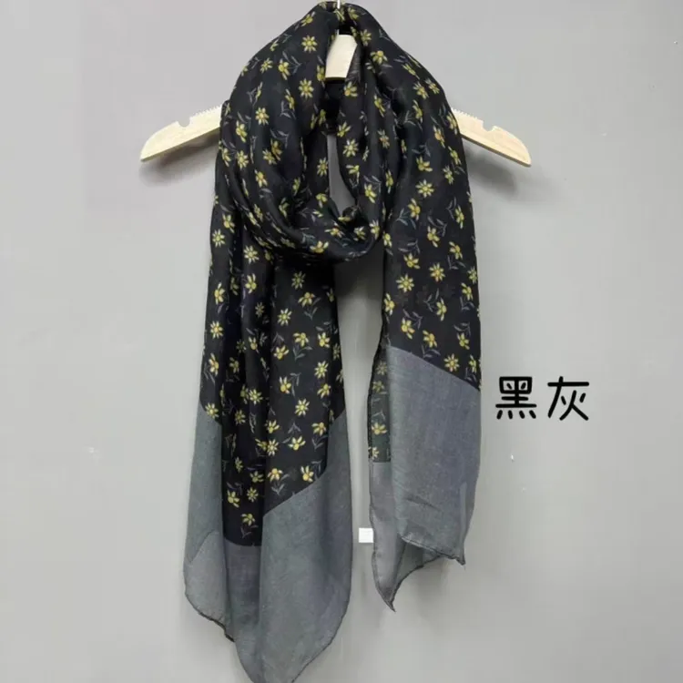 新款 拼色围巾民族风 小花围脖