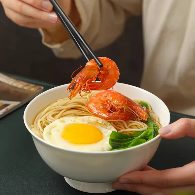 景德镇高温纯白骨瓷面碗【6寸/7寸家用大容量汤碗泡面碗】餐具 