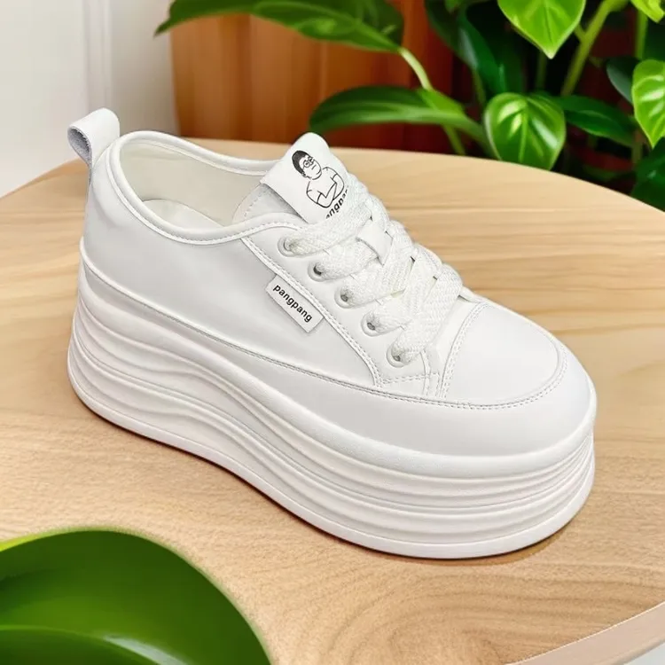 刘胖胖#金匠17#韩版高颜值真皮内增高厚底6cm小白鞋松糕百搭