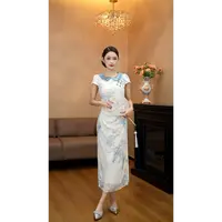 6039【云山觅境】新中式娃娃领改良旗袍连衣裙夏小众长裙