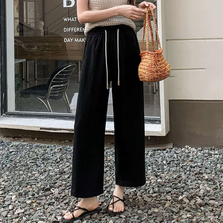 小施家时尚舒爽松紧腰九分休闲裤8319