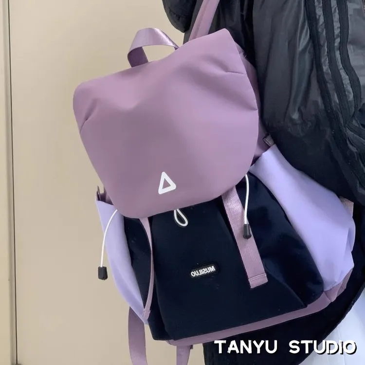 探屿高颜值轻便撞色双肩包大容量学生书包高中大学生户外旅行背包