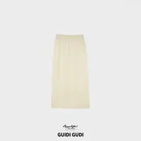 GUIDI GUDI【一盏茶】高级感亲肤柔软休闲风半裙/黄加蓝+