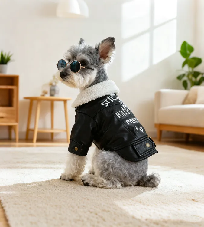 PETCIRCLE/宠物圈好大儿皮衣宠物公主风连衣裙秋冬加厚比熊泰迪