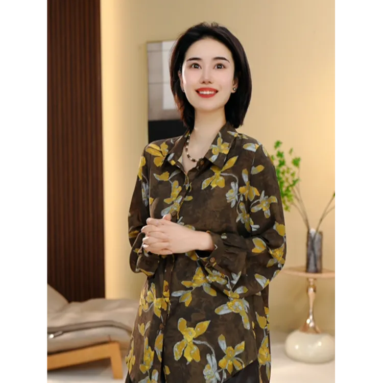 BEIJU 2025新款时尚气质百搭显瘦轻奢洋气设计感印花衬衫女1846