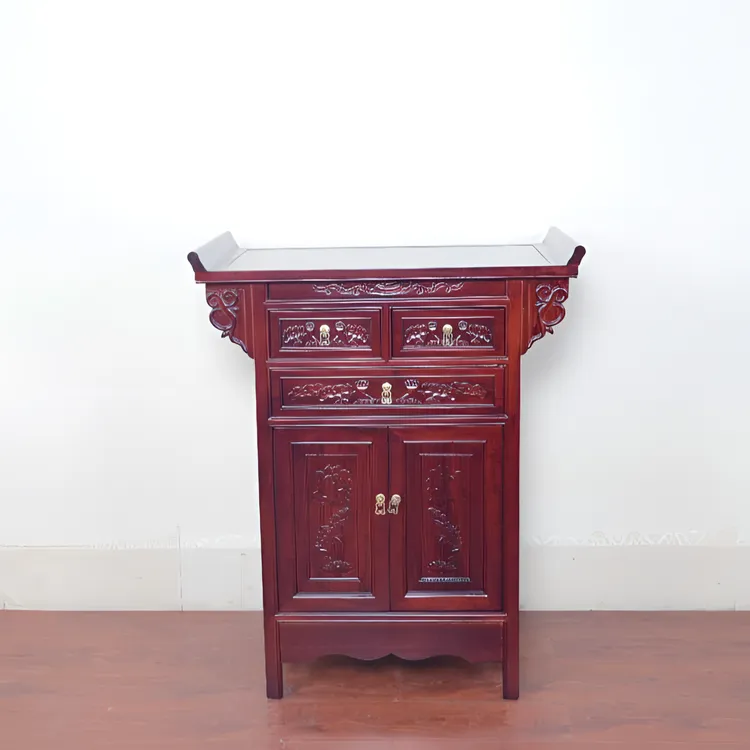 新中式供桌香案家用神台佛柜北方老榆木实木雕花一体柜客厅经济型