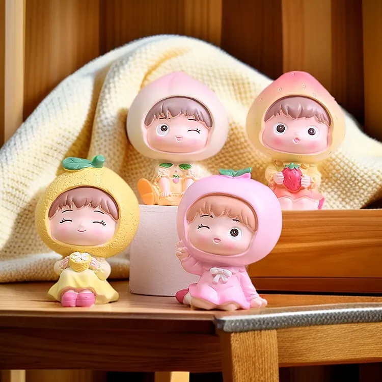 盲盒水果女孩桌面摆件树脂工艺品萌物公仔潮玩装饰品少女心可爱