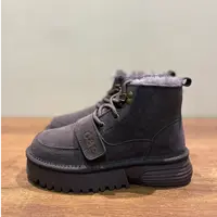 【帝朝阳】真皮全羊毛！磨砂皮！男女同款雪地靴女系带高帮女鞋厚底