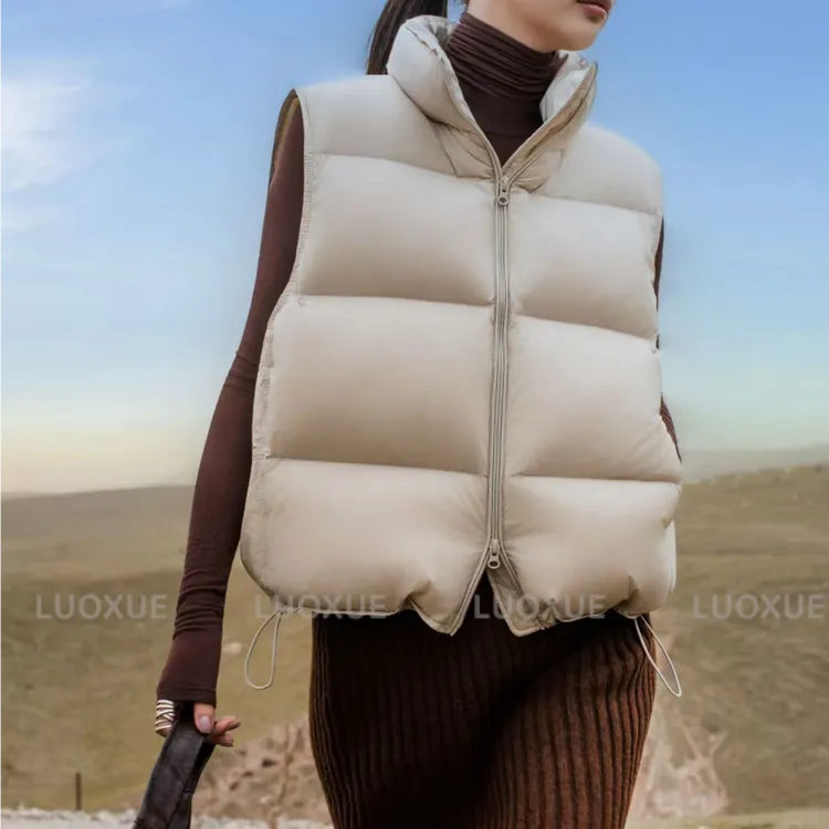 LUOXUE至简马甲95绒 蓬松立领羽绒服马甲 双头拉链95白鸭绒短款