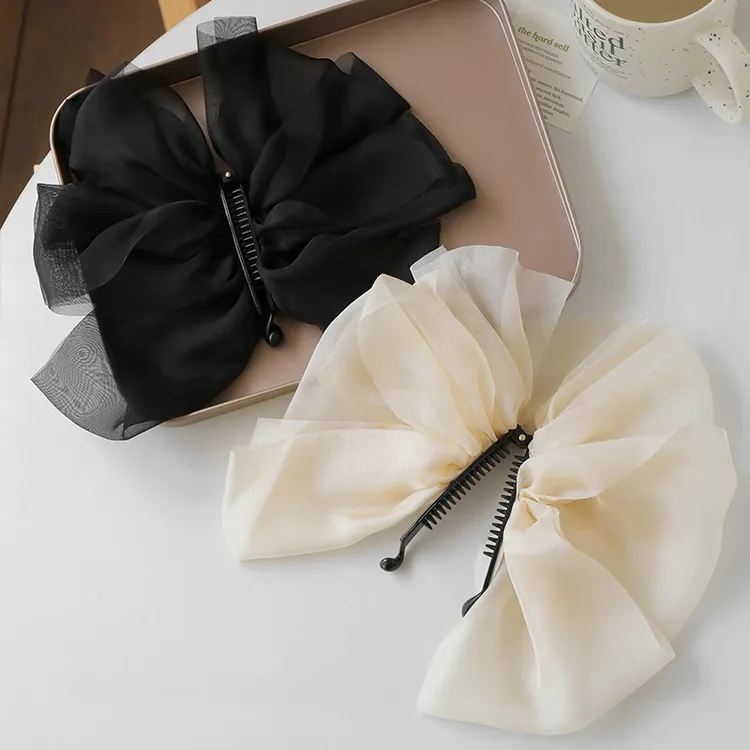 复古日韩顶夹风小高合材质显脸发饰马尾竖夹女2024新款