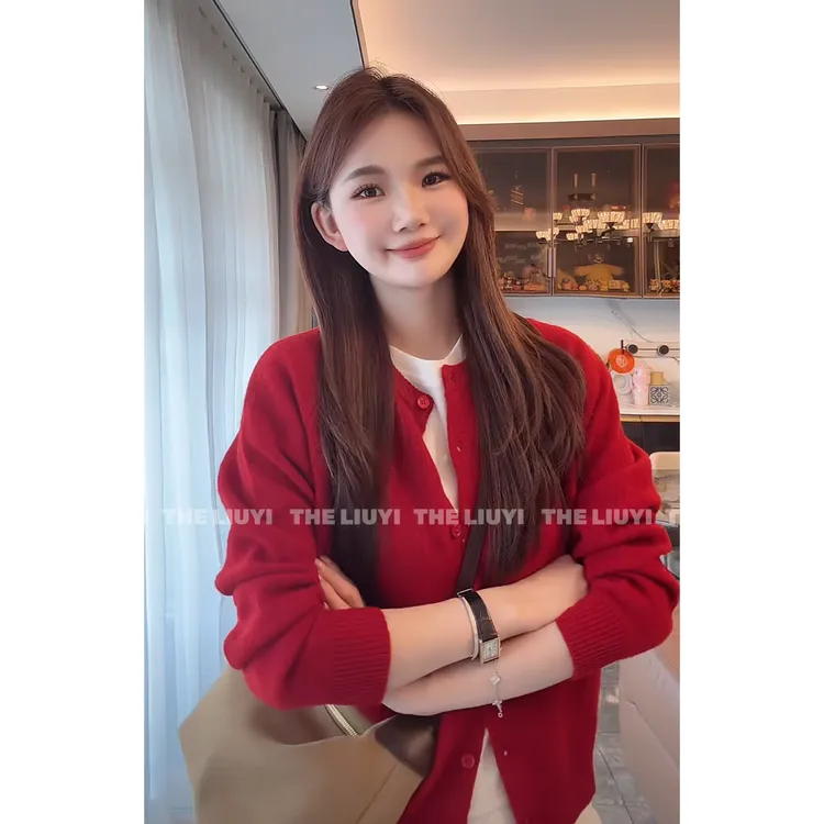 【LIUYI】100全羊毛舒适好穿针织毛衣开衫58205