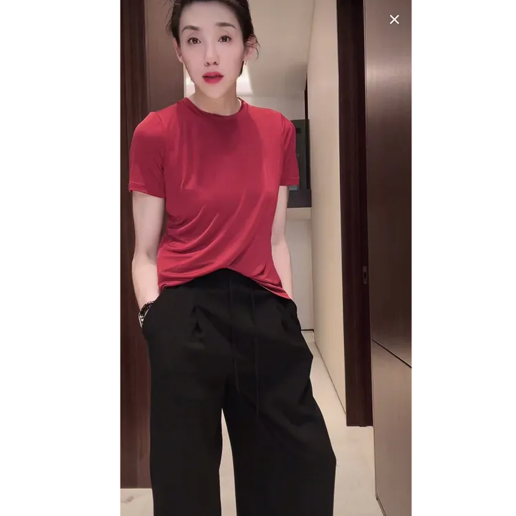 出口日本 薄而不透 真丝T恤 短袖 TX0270