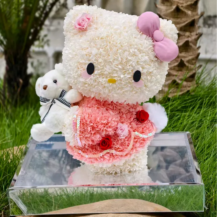 《L B D R》情人节超萌HelloKitty猫永生花礼盒永生花家居摆件