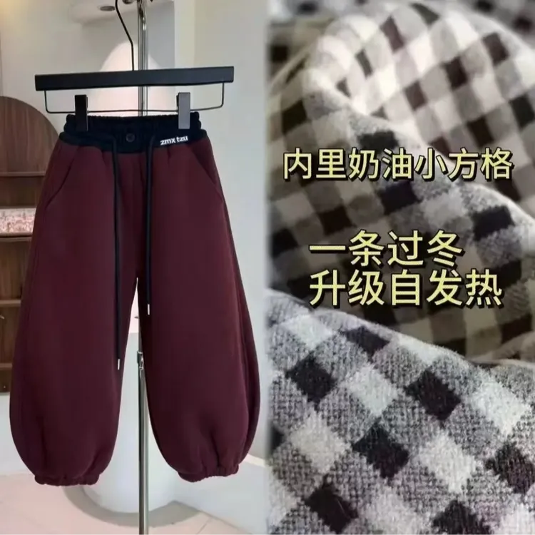 一条过冬【抗寒-10°保暖不臃肿】撞色纽扣弯刀灯笼男女童三合一棉裤