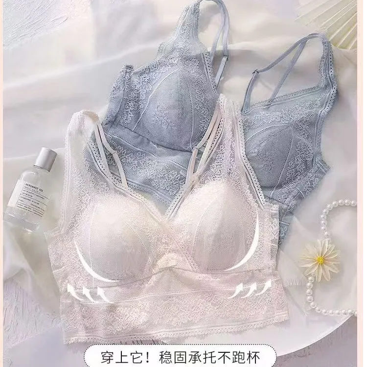 蝶衣司BRA11359 法式蕾丝吊带轻薄亲肤柔软舒适透气聚拢美背性感