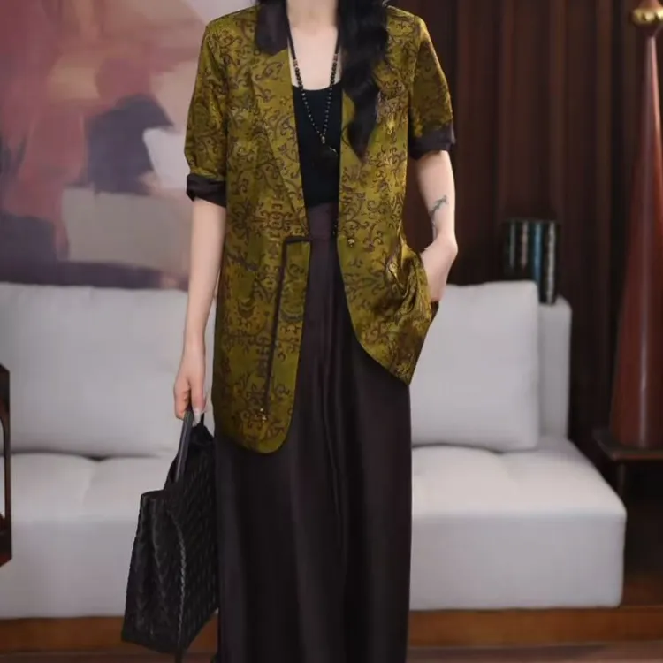 【珞棠】新中式提花复古显瘦春季国风高级休闲气质设计师西装百搭