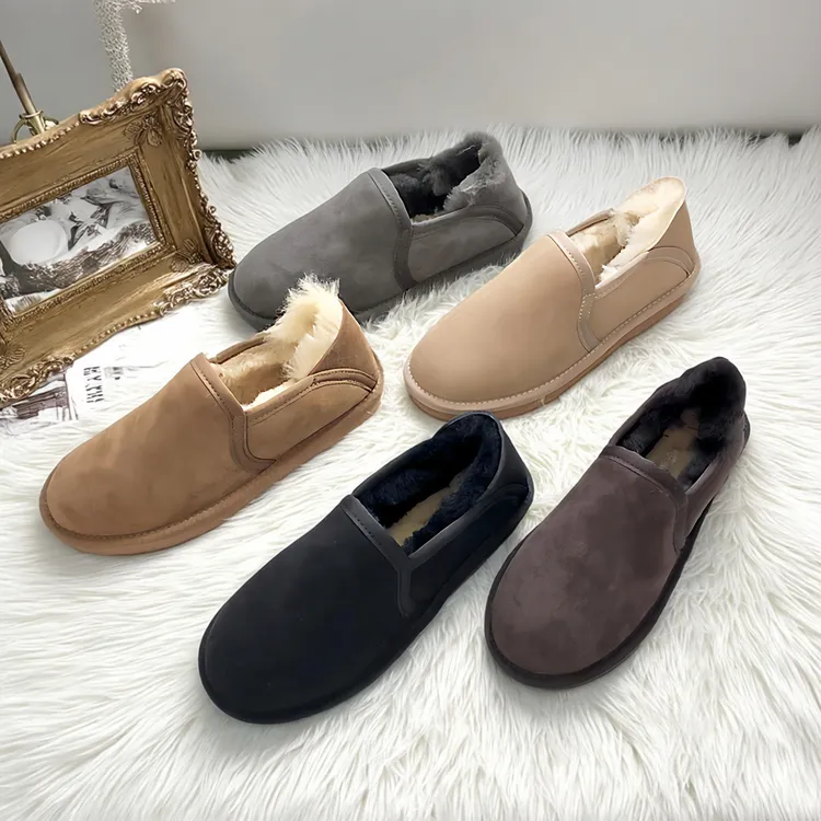 100%羊皮毛一体雪地靴男冬季新款一脚蹬加厚防滑东北大码保暖棉鞋