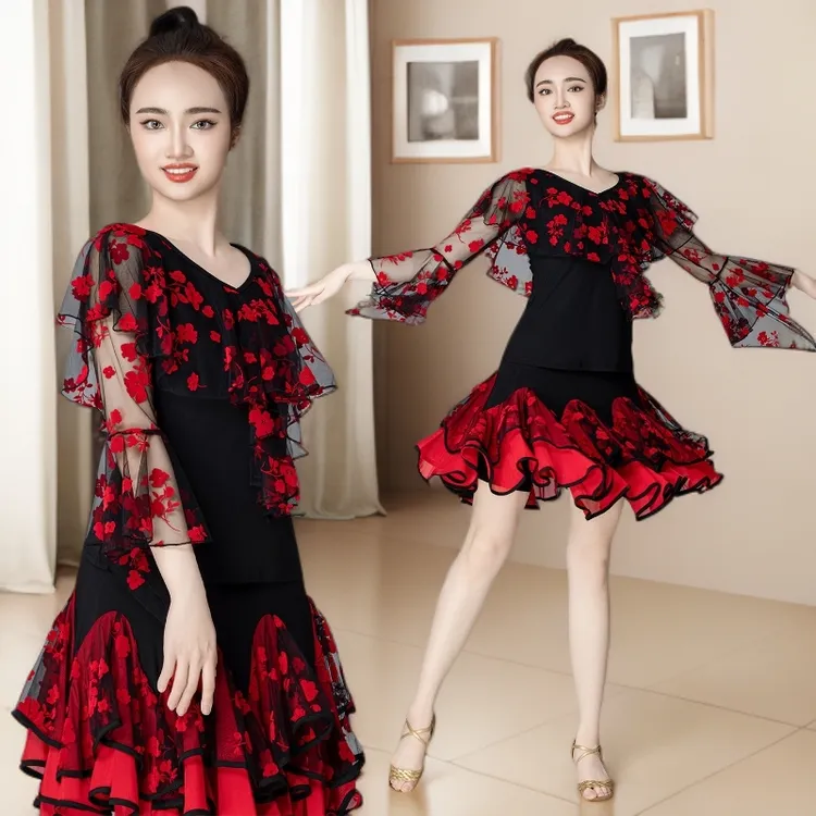 拉丁舞服装2025秋冬跳舞衣服吉特巴广场舞蹈服女士洋气国标舞服