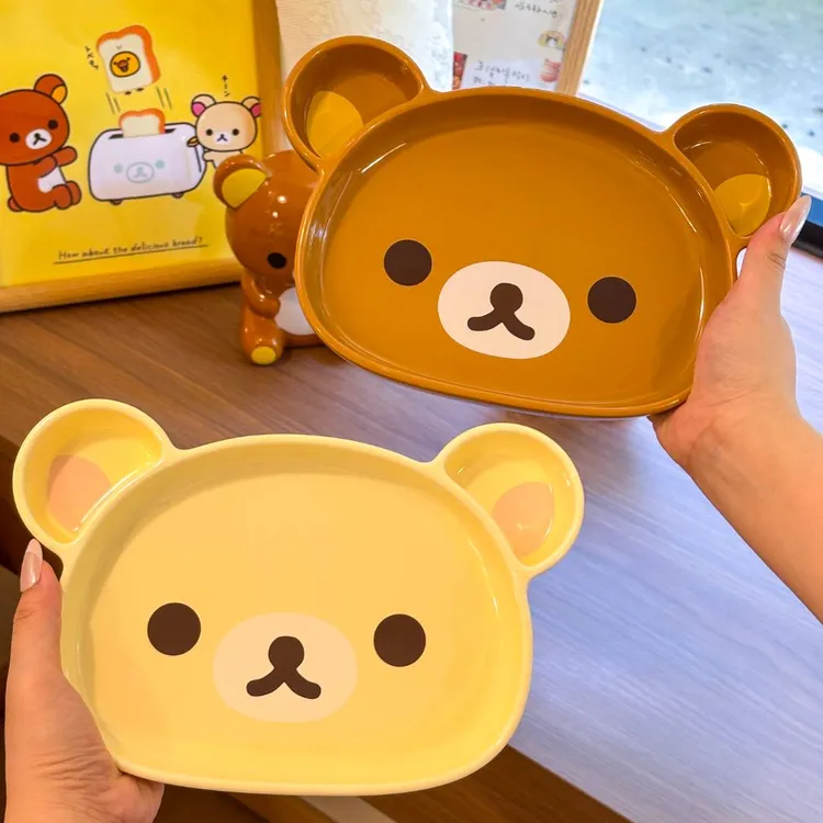 rilakkuma正版San-x轻松熊公仔陶瓷饭碗家用日式可爱餐具礼物盘子