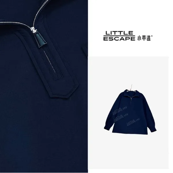 小乖逃休闲时尚藏蓝卫衣半拉链高领卫衣单口袋百搭款F99089