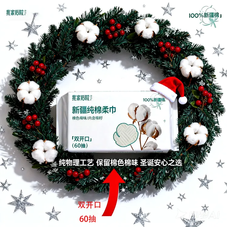 我家后院60抽3包<100%新疆棉>棉柔巾可挂可抽母婴可用洗脸巾